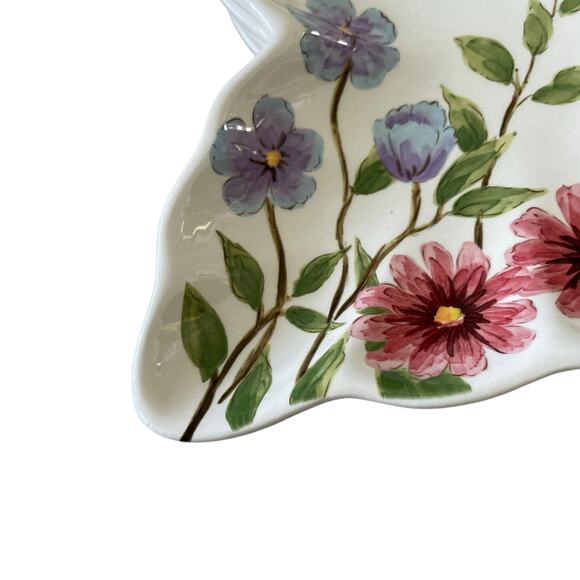 MAXCERA Spring Floral Butterfly Shaped Ceramic Dinner Plates 11x9 Set of 4 New - Picture 10 of 16